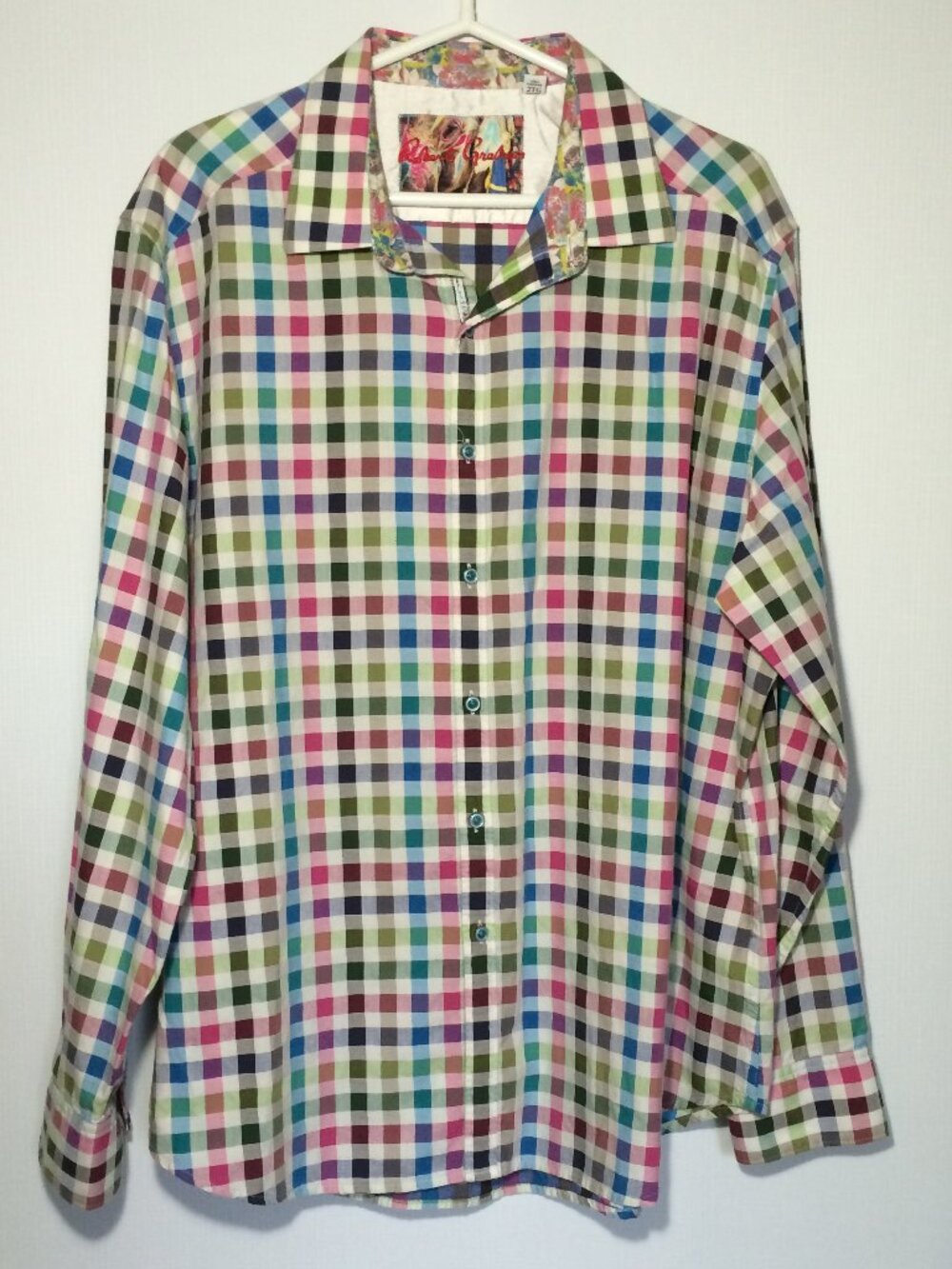 Robert Graham Classic Fit Button Shirt Mens 2XL Multicolor Square Long Sleeve